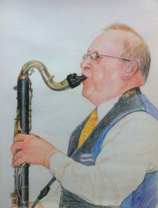 Custom canvas painting of a man playing a musical instrument